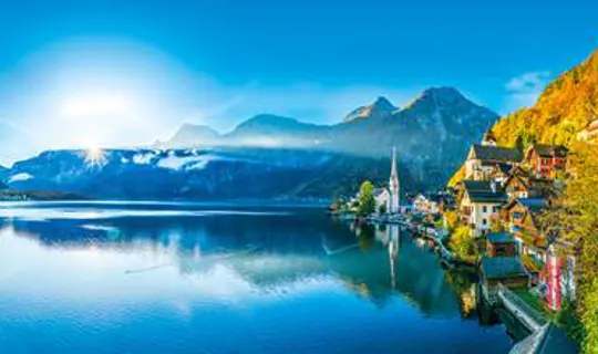 Lake and mountain range in Austria